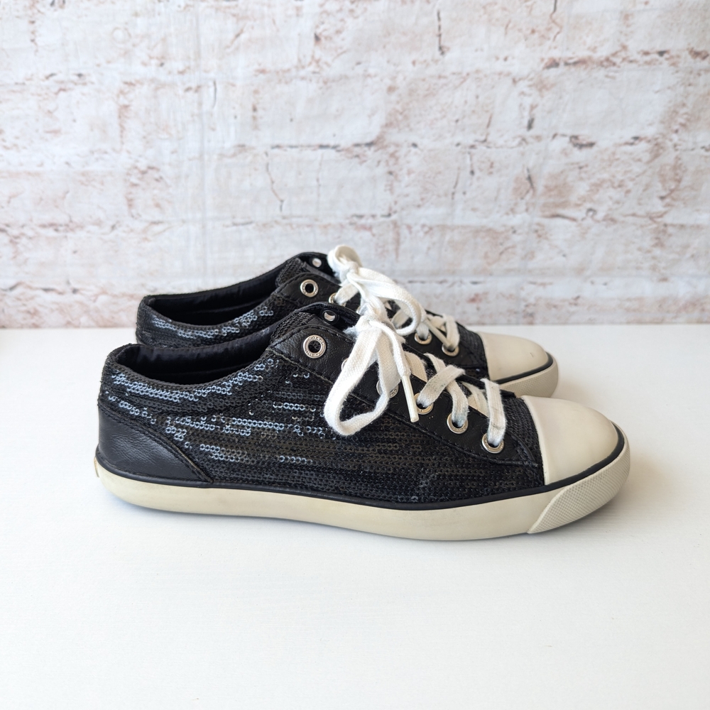 Coach Black Sequin Lace-Up Sneakers - Women's